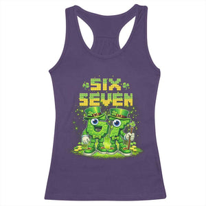 Funny Irish St Patricks Day 67 Racerback Tank Top Six Seven Brainrot Italian Gaming 6 7 Meme Gen Alpha Slang TS10 Purple Print Your Wear