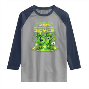Funny Irish St Patricks Day 67 Raglan Shirt Six Seven Brainrot Italian Gaming 6 7 Meme Gen Alpha Slang TS10 Sport Gray Navy Print Your Wear