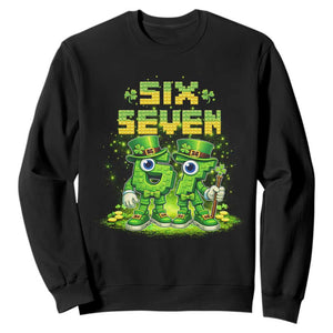 Funny Irish St Patricks Day 67 Sweatshirt Six Seven Brainrot Italian Gaming 6 7 Meme Gen Alpha Slang TS10 Black Print Your Wear