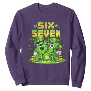 Funny Irish St Patricks Day 67 Sweatshirt Six Seven Brainrot Italian Gaming 6 7 Meme Gen Alpha Slang TS10 Purple Print Your Wear