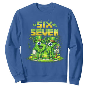 Funny Irish St Patricks Day 67 Sweatshirt Six Seven Brainrot Italian Gaming 6 7 Meme Gen Alpha Slang TS10 Royal Blue Print Your Wear