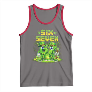 Funny Irish St Patricks Day 67 Tank Top Six Seven Brainrot Italian Gaming 6 7 Meme Gen Alpha Slang TS10 Deep Heather Red Print Your Wear