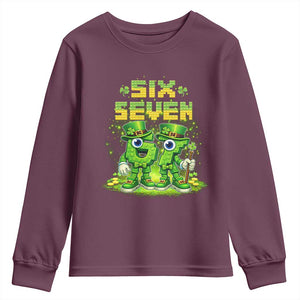 Funny Irish St Patricks Day 67 Youth Sweatshirt Six Seven Brainrot Italian Gaming 6 7 Meme Gen Alpha Slang TS10 Maroon Print Your Wear