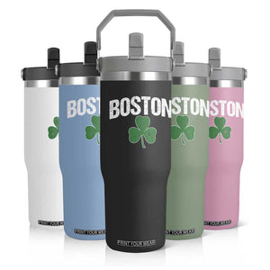 Boston Flip Straw Tumbler St Patricks Day Irish Green Shamrock Massachusetts TS10 Print Your Wear