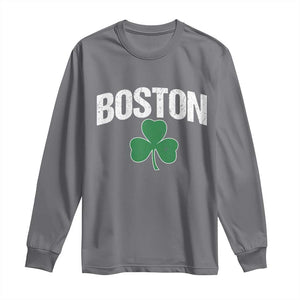 Boston Long Sleeve Shirt St Patricks Day Irish Green Shamrock Massachusetts TS10 Charcoal Print Your Wear