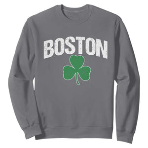 Boston Sweatshirt St Patricks Day Irish Green Shamrock Massachusetts TS10 Charcoal Print Your Wear