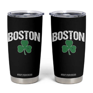 Boston Tumbler Cup St Patricks Day Irish Green Shamrock Massachusetts TS10 Black Print Your Wear