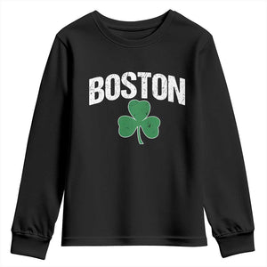 Boston Youth Sweatshirt St Patricks Day Irish Green Shamrock Massachusetts TS10 Black Print Your Wear