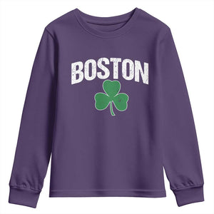 Boston Youth Sweatshirt St Patricks Day Irish Green Shamrock Massachusetts TS10 Purple Print Your Wear