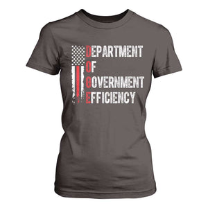 DOGE Department Of Government Efficiency T Shirt For Women D.O.G.E. Partiotic US Flag TS10 Dark Chocolate Print Your Wear