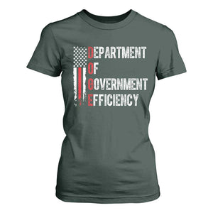 DOGE Department Of Government Efficiency T Shirt For Women D.O.G.E. Partiotic US Flag TS10 Dark Forest Green Print Your Wear