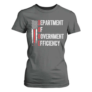 DOGE Department Of Government Efficiency T Shirt For Women D.O.G.E. Partiotic US Flag TS10 Dark Heather Print Your Wear