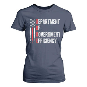 DOGE Department Of Government Efficiency T Shirt For Women D.O.G.E. Partiotic US Flag TS10 Navy Print Your Wear