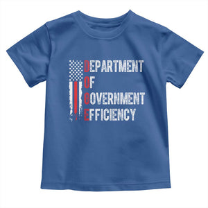 DOGE Department Of Government Efficiency Toddler T Shirt D.O.G.E. Partiotic US Flag TS10 Royal Blue Print Your Wear