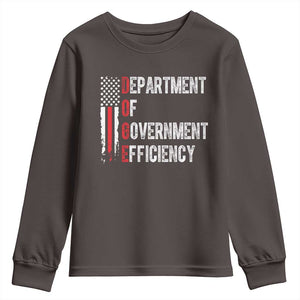 DOGE Department Of Government Efficiency Youth Sweatshirt D.O.G.E. Partiotic US Flag TS10 Dark Chocolate Print Your Wear