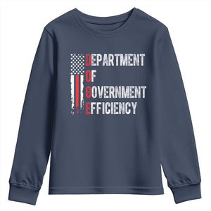 DOGE Department Of Government Efficiency Youth Sweatshirt D.O.G.E. Partiotic US Flag TS10 Navy Print Your Wear