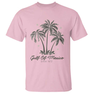 Gulf of Mexico T Shirt 1672 Retro Beach Vibe Palm Trees TS10 Light Pink Print Your Wear