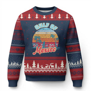Gulf of Mexico Ugly Christmas Sweater Retro Vintage Beach TS10 Navy Red Print Your Wear
