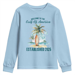 Welcome To America's Gulf Youth Sweatshirt Established 2025 Retro Vintage Beach TS10 Light Blue Print Your Wear