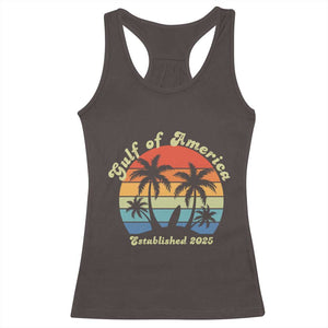 Gulf Of USA Racerback Tank Top Island Palm Summer Beach Vibes Established 2025 TS10 Dark Chocolate Print Your Wear