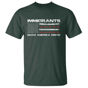 Immigrants Make America Great T Shirt American Flag TS10 Dark Forest Green Print Your Wear