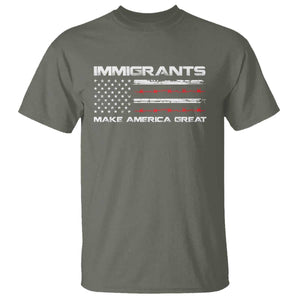 Immigrants Make America Great T Shirt American Flag TS10 Military Green Print Your Wear