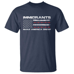 Immigrants Make America Great T Shirt American Flag TS10 Navy Print Your Wear