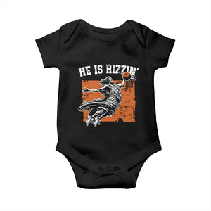 He is Rizzin Baby Onesie Funny Jesus Playing Basketball Vintage Faith TS10 Black Print Your Wear
