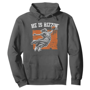 He is Rizzin Hoodie Funny Jesus Playing Basketball Vintage Faith TS10 Dark Heather Print Your Wear