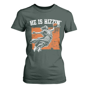 He is Rizzin T Shirt For Women Funny Jesus Playing Basketball Vintage Faith TS10 Dark Forest Green Print Your Wear