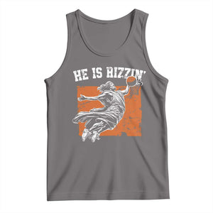 He is Rizzin Tank Top Funny Jesus Playing Basketball Vintage Faith TS10 Deep Heather Print Your Wear
