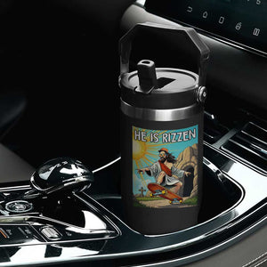 He is Rizzen Flip Straw Tumbler Funny Jesus Skateboarding Christian Meme TS10 Print Your Wear