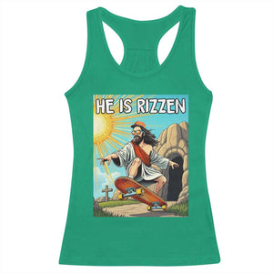 He is Rizzen Racerback Tank Top Funny Jesus Skateboarding Christian Meme TS10 Irish Green Print Your Wear