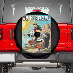 He is Rizzen Spare Tire Cover Funny Jesus Skateboarding Christian Meme TS10 Black Print Your Wear