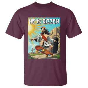 He is Rizzen T Shirt Funny Jesus Skateboarding Christian Meme TS10 Maroon Print Your Wear