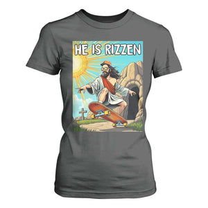 He is Rizzen T Shirt For Women Funny Jesus Skateboarding Christian Meme TS10 Dark Heather Print Your Wear