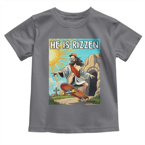 He is Rizzen Toddler T Shirt Funny Jesus Skateboarding Christian Meme TS10 Charcoal Print Your Wear