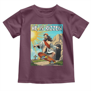 He is Rizzen Toddler T Shirt Funny Jesus Skateboarding Christian Meme TS10 Maroon Print Your Wear