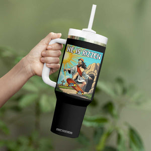 He is Rizzen Tumbler With Handle Funny Jesus Skateboarding Christian Meme TS10 Print Your Wear
