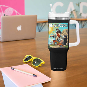 He is Rizzen Tumbler With Handle Funny Jesus Skateboarding Christian Meme TS10 Print Your Wear