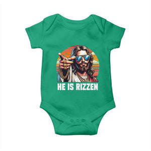 He is Rizzin Baby Onesie Funny Jesus Vintage Faith TS10 Irish Green Print Your Wear