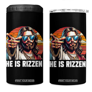 He is Rizzin 4 in 1 Can Cooler Tumbler Funny Jesus Vintage Faith TS10 One Size: 16 oz Black Print Your Wear