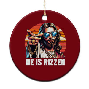 He is Rizzin Ceramic Ornament Funny Jesus Vintage Faith TS10 1pc Red Print Your Wear