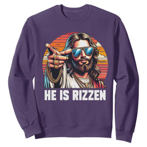 He is Rizzin Sweatshirt Funny Jesus Vintage Faith TS10 Purple Print Your Wear
