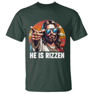 He is Rizzin T Shirt Funny Jesus Vintage Faith TS10 Dark Forest Green Print Your Wear