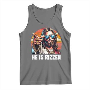 He is Rizzin Tank Top Funny Jesus Vintage Faith TS10 Black Heather Print Your Wear