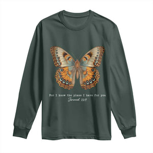 Christian Jeremiah 29:11 Long Sleeve Shirt Bible Scripture For I Know The Plans I Have For You TS10 Dark Forest Green Print Your Wear