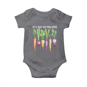 Let's Roots For Each Other Vegetable Baby Onesie Motivational TS10 Charcoal Print Your Wear