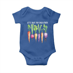 Let's Roots For Each Other Vegetable Baby Onesie Motivational TS10 Royal Blue Print Your Wear