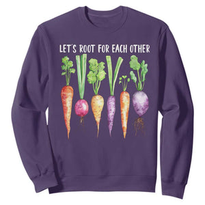 Let's Roots For Each Other Vegetable Sweatshirt Motivational TS10 Purple Print Your Wear
